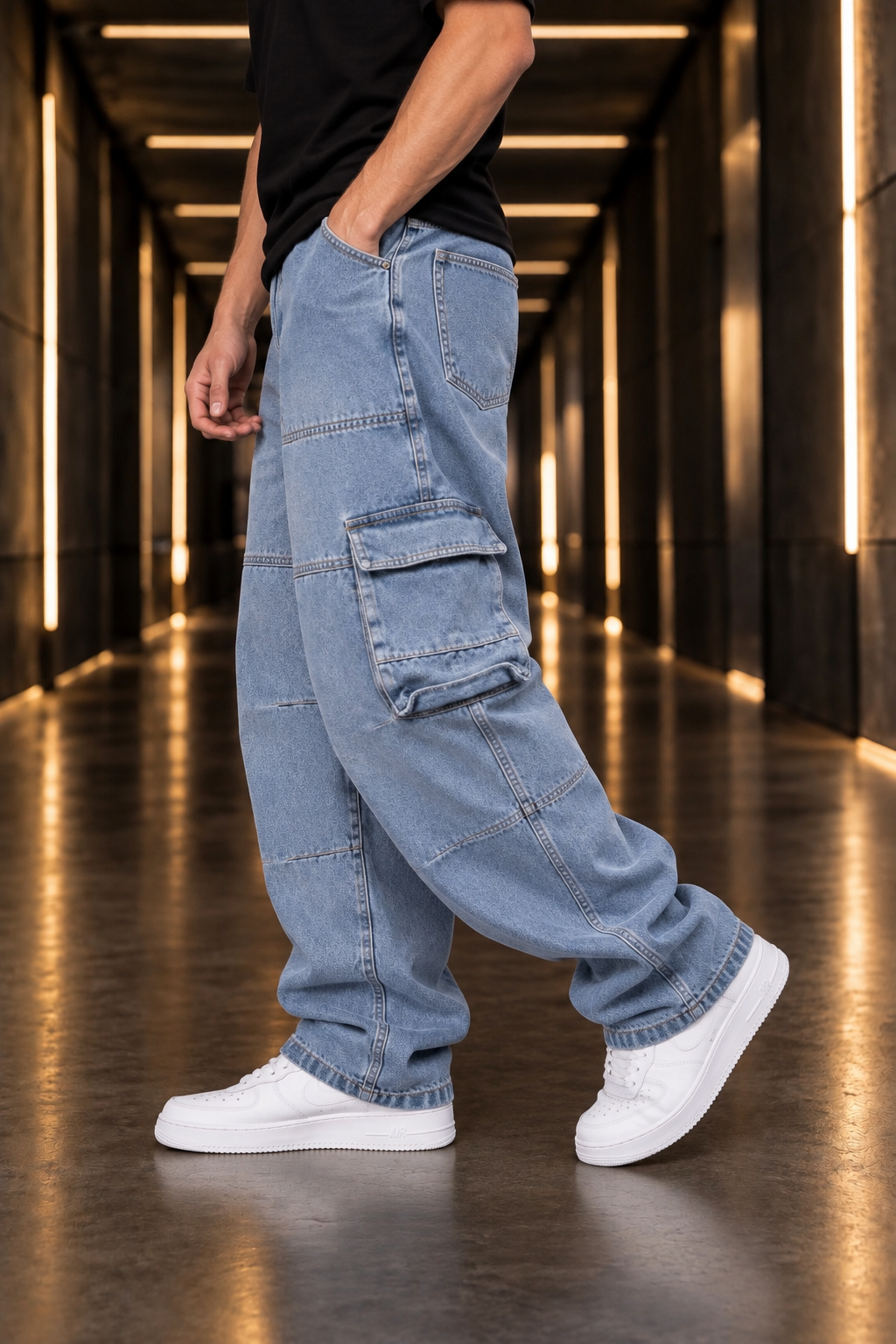 Jeans Cargo Celeste