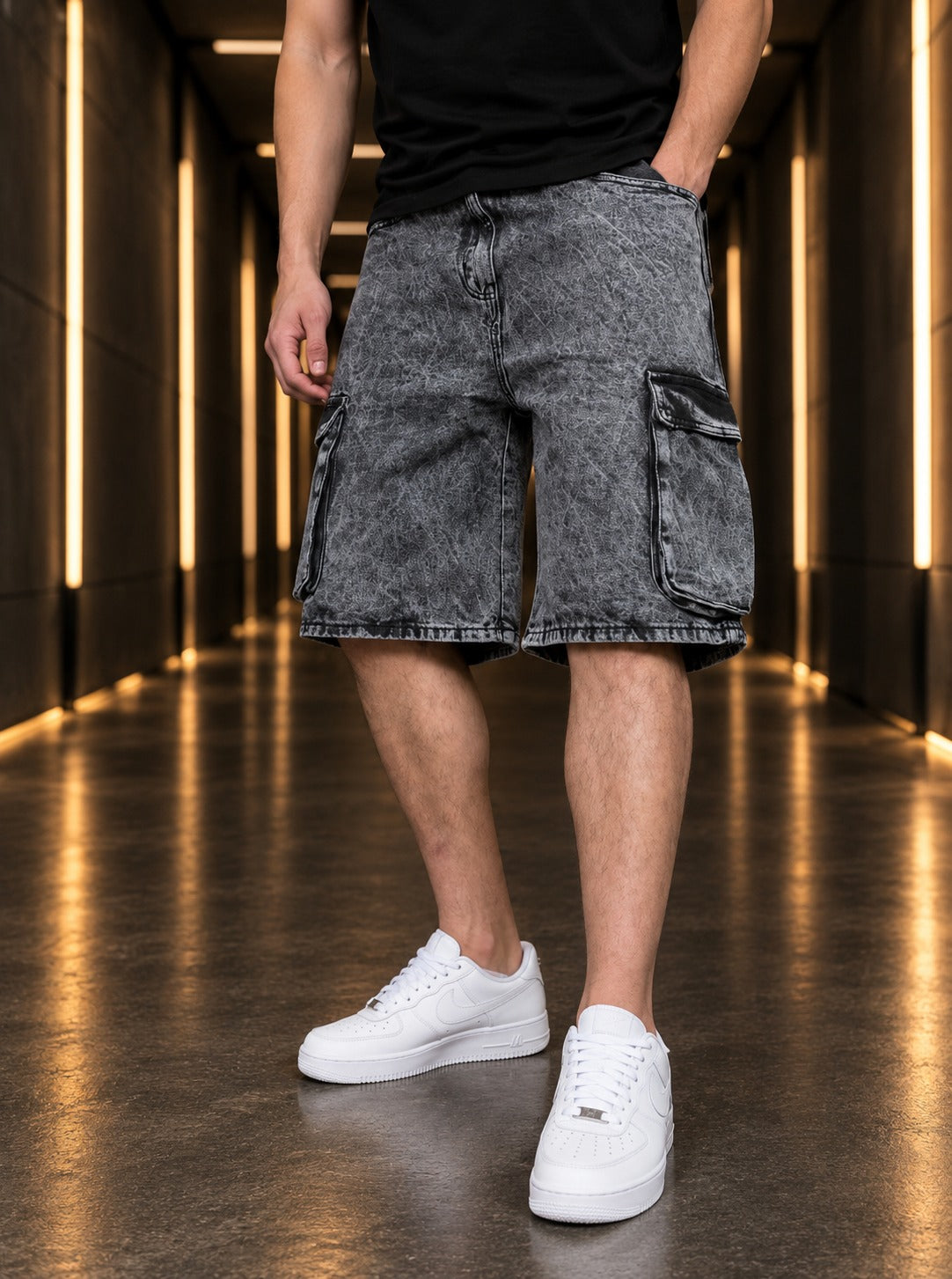 Short Cargo Denim Desgaste