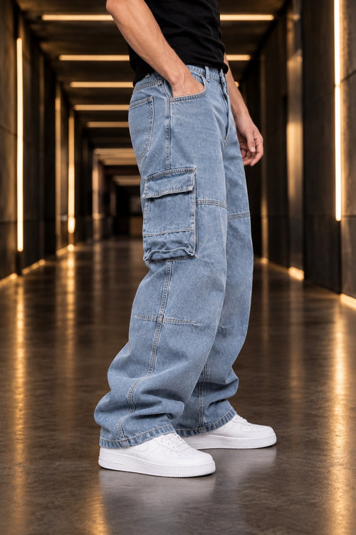 Jeans Cargo Celeste