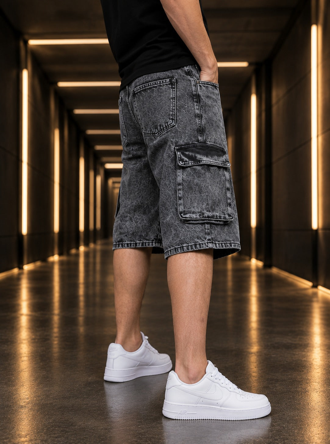 Short Cargo Denim Desgaste