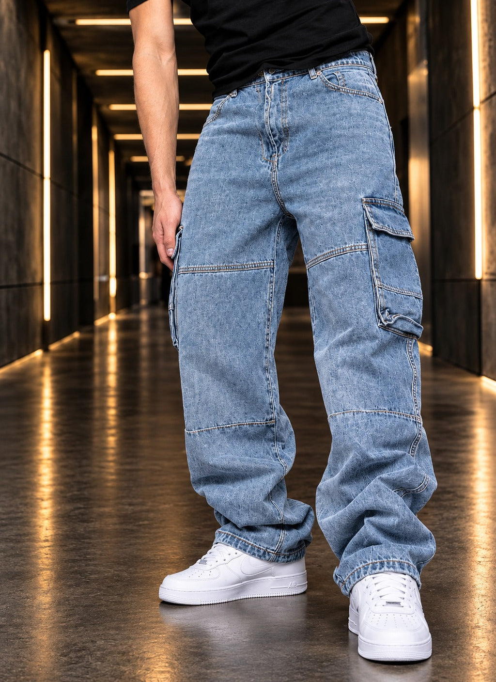 Jeans Cargo Celeste