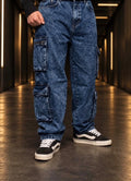 Jeans Cargo Baggy En Denim Azul Clásico